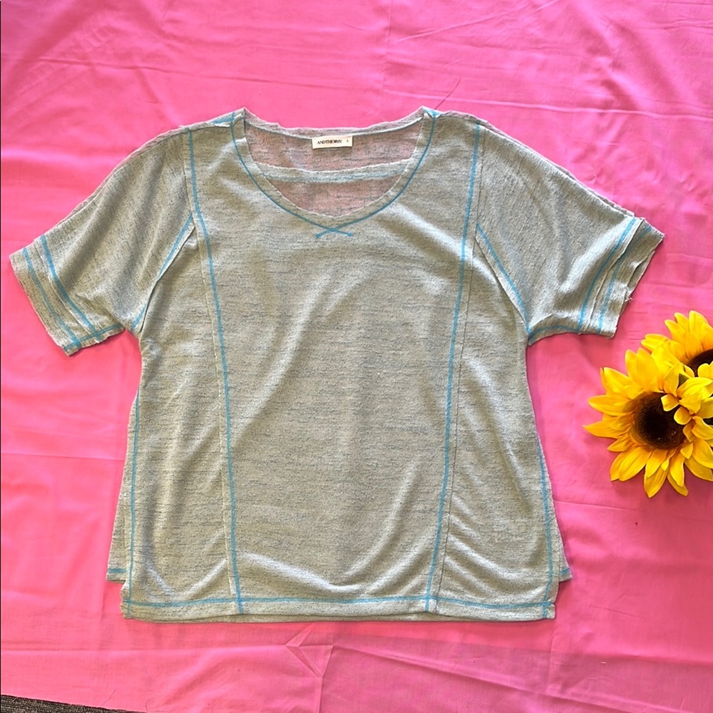 Blue-green with Blue Stitching T-Shirt